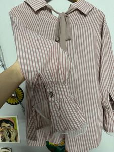 Striped Ruffle Sleeve Shirt 👔