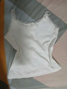 White Lace Trim Tank Top