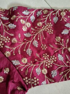 Embroidered Maroon Saree Blouse