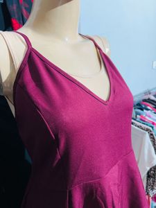 Burgundy Fit &amp; Flare Dress