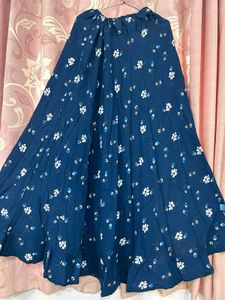 Floral Print Blue Skirt