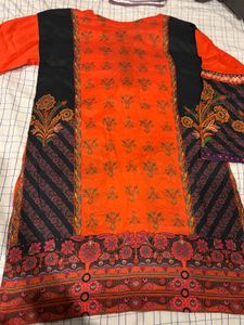 Orange &amp; Black Kurta
