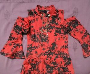 Red &amp; Black Floral Party Dress