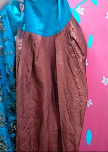 Teal &amp; Brown Embroidered Salwar Kameez