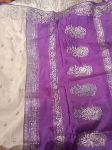 Elegant Purple & Cream Saree