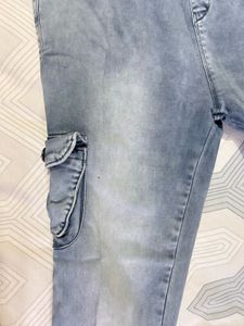 Light Grey Elastic Waist Jeans