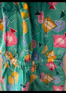 Baby Girl Seagreen Kite Print Jumpsuit