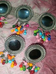 Oxidised Mirror Choker Necklace Set