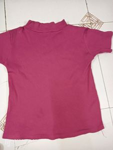 Pink Ribbed Turtleneck Top