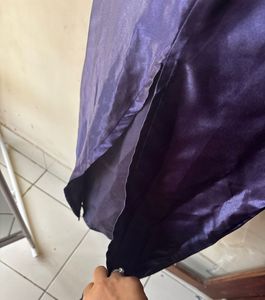 Blue Shimmer Satin Prom Dress With Side Slit