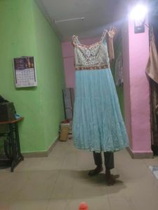 Blue Embroidered Dress with Jacket