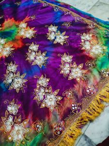 Multi Color Very Beautiful Saree Moti Work