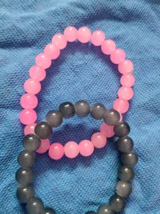 PINK AND GREY MATCHING BRACELETS (MATTE CRYSTAL)