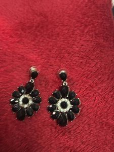 Black Floral Drop Earrings