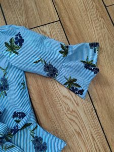 Striped Floral Peplum Top