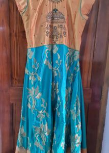 Embroidered Teal & Gold Indian Dress