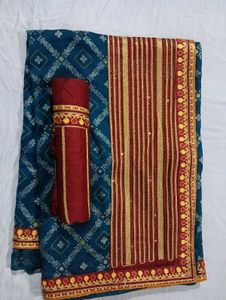 Chunari Saree With Separate Blouse Piece
