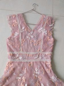 Pink Floral Embroidered Dress