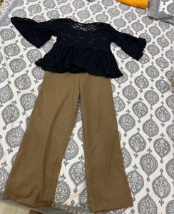 Net Top With Straight Pants