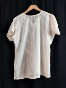 Women Off White ( Pale Yellowish) Fancy Top