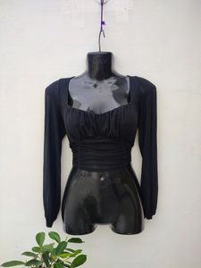 Miss Lola Black Sheer Top