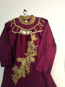 Burgundy Embroidered Gown
