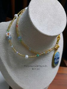 Enchanted Swan Lake Clay Pendant Necklace