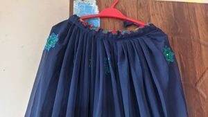 Heavy Embroidery Lehenga Skirt . Navy Blue Colour With Multi color Design . Self Stitched . Worn Only One Times