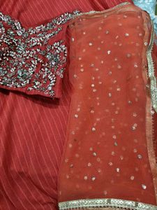 🧡 Carrot colour Off shoulder lahenga 🧡