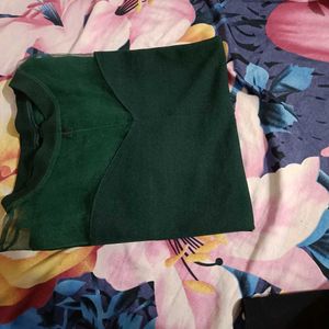 Dark Green Sheer Detail Top