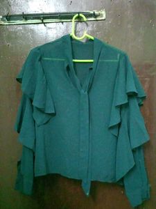 Elegant Green Ruffle Top