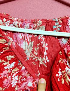 Red Floral Off-Shoulder Top