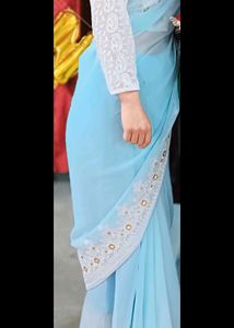 BEAUTIFUL NET ORGANZA FABRIC FLORAL EMBROIDERY WOR