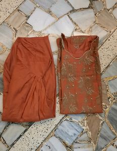 Rust Embroidered Salwar Kameez