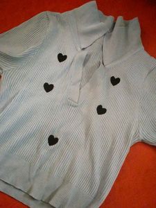 Heart Print Ribbed Top