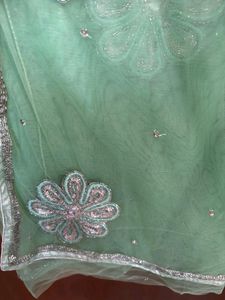 GREEN Shimmer Net SAREE