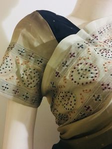 Hand embroidered Crepe saree with blouse