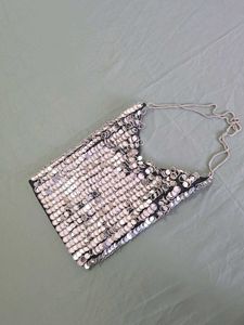 ZARA Limited Edition Silver Beaded Bag