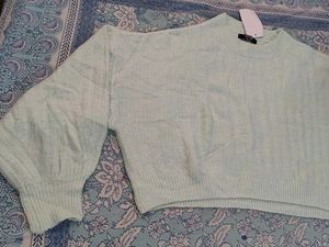 Mint Green Cropped Knit Sweater 🌻