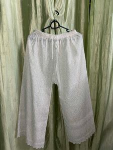 White Embroidered Palazzos