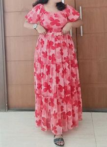 One Piece Red Printed Dress | Casual | XXL