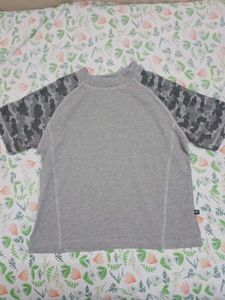 Gray Tee with Camo Sleeves
