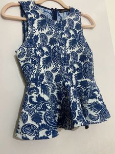 ZARA Jacquard Paisely Peplum Top