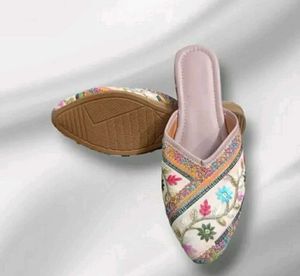 Embroidered Floral Mules