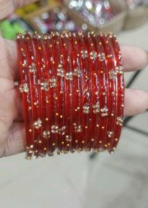 Red & Gold Beaded Bangles