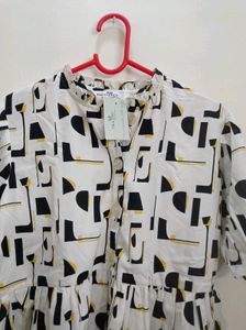 Patterned Ruffle Neck Top