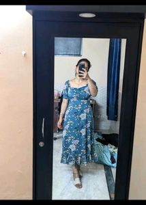 Women's Chiffon Fit Flare Square Knee Length Dress