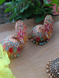 3 Colourful Jhumka Combo 😍