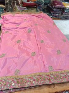 Elegant Pink Embroidered Saree (Minor Issue)
