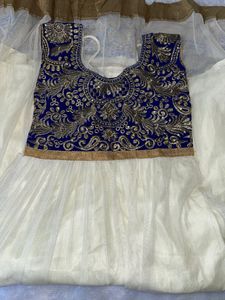 White and blue Net Dress